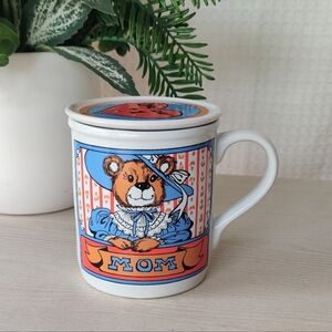 Vintage Fine Ceramic "You're #1" Mom" Mug with Coaster/Lid H-3.5"
